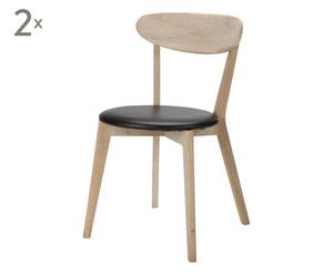Set di 2 sedie in legno ed ecopelle SOPHIE nero - 45x79x54 cm