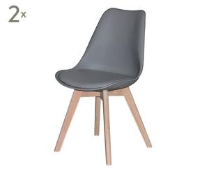 Set di 2 sedie in rovere ed ecopelle Jerry grigio - 48x84x55 cm
