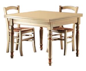 Tavolo quadrato allungabile in legno massiccio Deco avorio - 100/200x80x100 cm