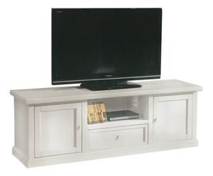 Porta tv con vano e 2 ante in legno bianco - 160x56x45 cm
