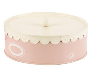 Porta torta in latta con coperchio Saint honorè rosa - d 22/h 6 cm