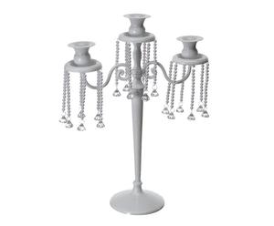 candelabro a 3 bracci in ferro bianco pearls - 33x46x13 cm