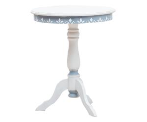 Tavolino rotondo in faggio con decori bianco - D 60 cm