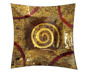 Vassoio sagomato in ceramica con fantasia a spirale oro - 27x27x4 cm