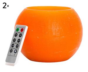set di 2 candele elettriche sfera arancione - con telecomando