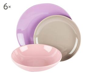 servizio di piatti in gres rosa e lilla - 18 pezzi