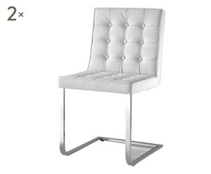 Set di 2 sedie in cromo e ecopelle capitonné bianco - 45x87x57 cm