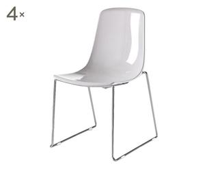 Set di 4 sedie in cromo e abs egg bianco - 48x81x54 cm