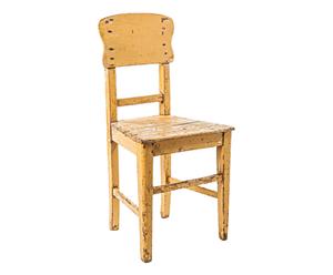 Sedia in legno giallo anni 50 - 46x92x41 cm