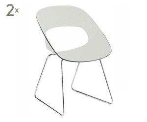 Set di 2 sedie in acciaio e acrilico Hill slitta bianco - 81x40x56 cm
