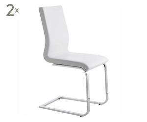 Set di 2 sedie in acciaio ed ecopelle aster bianco - 97x41x40 cm