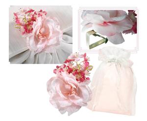 Set di 4 fermatovaglia in tessuto bouquet - 15x8 cm