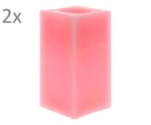 Coppia di candele elettriche in cera rosa - 8x15 cm