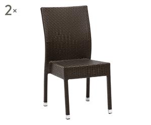 Set di 2 sedie in alluminio e vimini Judit moka - 46x91x56 cm
