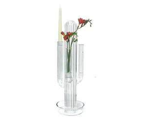 Vaso/portacandele in vetro Cacto trasparente - H 58 cm