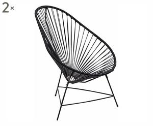 Set di 2 sedie Mexico nero in Acciaio e PVC - 52x88x57 cm