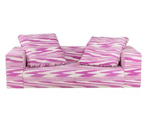 Composizione divano 2 posti in legno e lino Nap fucsia - 62x180x90 cm