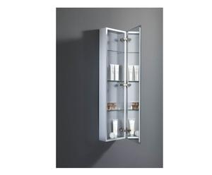 Colonna pensile in alluminio con anta e specchio interno - 30x120x12 cm