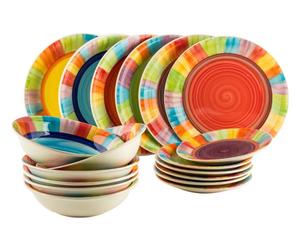 servizio di piatti in gres arcobaleno - 18 pezzi