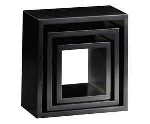 Set di 3 mensole/cubo da parete in mdf minimal nero - max 25x25x13 cm