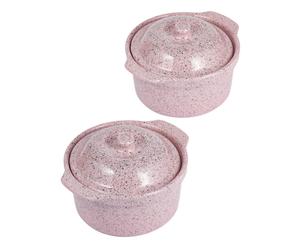 Set di 2 mini cocotte in ceramica ad alta resistenza rosa - 13x15x7 cm