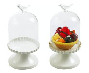 Set di 2 mini alzatine con campana di vetro - 9x17 cm