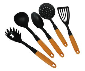 Set di utensili da cucina in nylon happy arancio - 5 pezzi