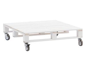 Tavolino basso in legno di abete Pallet bianco - 80x22x80 cm