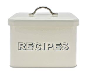 Scatola portaricette in metallo Recipes panna - 17x15x13 cm