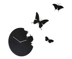 Orologio da parete in metallo laccato Butterfly nero - 65x88x10 cm
