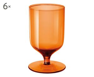Set di 6 bicchieri acqua e vino in vetro Single - arancione