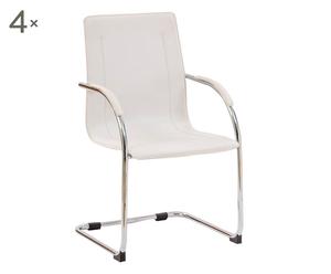 Set di 4 sedie in pvc effetto cuoio Tallin bianco - 56x97x54 cm