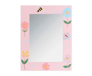 Specchio da parete in abete Printemps rosa - 35x45x2 cm