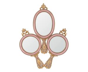 Specchio da parete in poliresina Belle rosa e oro - 34x45x1  cm