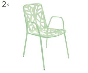 Set di 2 sedie in acciaio Fancy Leaf verde - 53x83x59 cm
