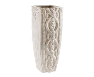 Vaso in ceramica effetto maglia beige - 11x28 cm