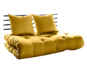 Divano/futon in pino e cotone Shin Sano giallo - 100x140x70 cm