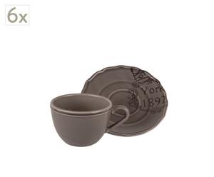 Set di 6 tazze da caffe' in ceramica portoghese con piatti - Duke of York