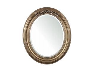 Specchio ovale in acacia e vetro riflettente Vanity argento antico - 64X54 cm