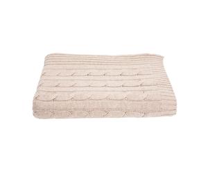 Plaid punto treccia in cashmere e lana Bianco - 127x165 cm