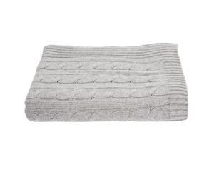 Plaid punto treccia in cashmere e lana Grigio - 127x165 cm