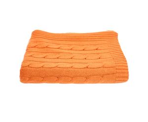 Plaid punto treccia in cashmere e lana Arancione - 127x165 cm