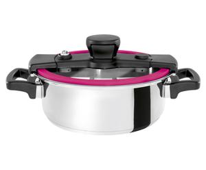 Multifunctionele pan Sizzle, RVS/pink, diameter 24 cm / 4 L