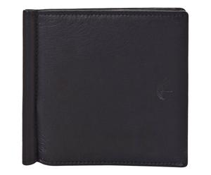 Leren portemonnee Layton met clip, zwart, B 10 cm
