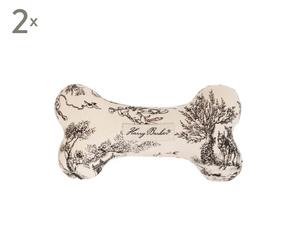 Hondenspeelgoed Bone, 2 stuks, Wit/Zwart, L 18 cm
