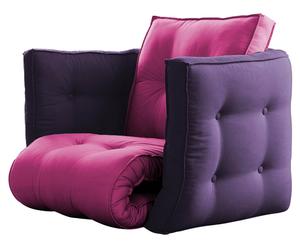 Multifunctionele futon-stoel Dice, uitklapbaar, lila/pink