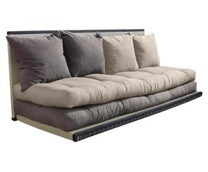 Multifunctionele futon-bank Chico, creme/Grijs, 160 x 200 cm