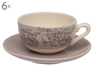 Koffieservies Combra, 12-delig, creme/lila