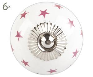 Knoppen Bright Star, 6 stuks, wit/roze, diameter 4 cm