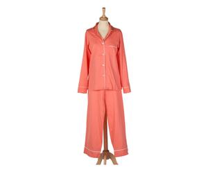 Pyjama-set Lilian, 2-delig, zalmroze/wit, maat S